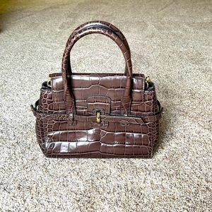 Banana Republic Crocodile Embossed Leather Handbag